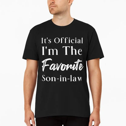Men's "Favorite Son-in-Law" Letter Pattern Round Neck Short-Sleeved T-Shirt Classic 100%25 Cotton Dark Blue Breathable Stylish Casual Top