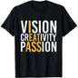 Funny  Shirts, Vision Creativity Passion T-Shirt Cotton Casual Fashion  Smooth Top Basic Streetwear