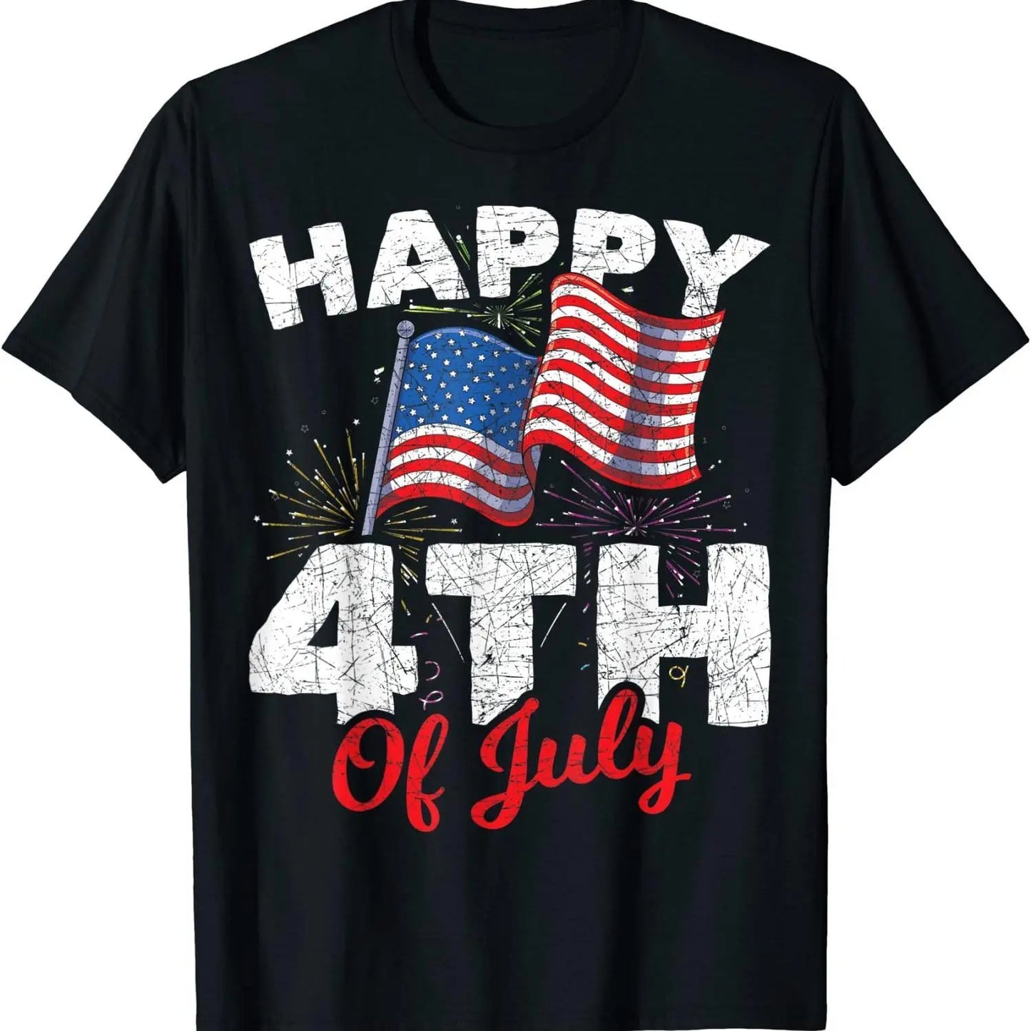100%25 Cotton Short-Sleeve Round Neck T-Shirt, Comfortable Lightweight Everyday Patriotic 4th Of July US Flag Gift
