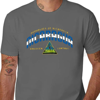 Men'S Casual "Republica de Nicaragua" Graphic T-Shirt - Short Sleeve, Round Neck, Lightweight & Breathable, Ideal for Summer & Spring Outdoor Activities, Outdoor Clothing | Graphic Tee | Comfortable Fit, Nicaragua Shirt