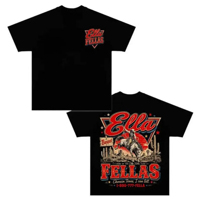 [🤠🎶Graphic Tee]Ella Langley "Ella Fellas" Graphic Tee – Vintage Country Music T-Shirt, Western Rodeo Fan Merch, Cowgirl Desert Double-Sided Concert Style Shirt, Southern Bar Music Tee, Unisex Cotton Streetwear, Oversized Country Music Lover Gift