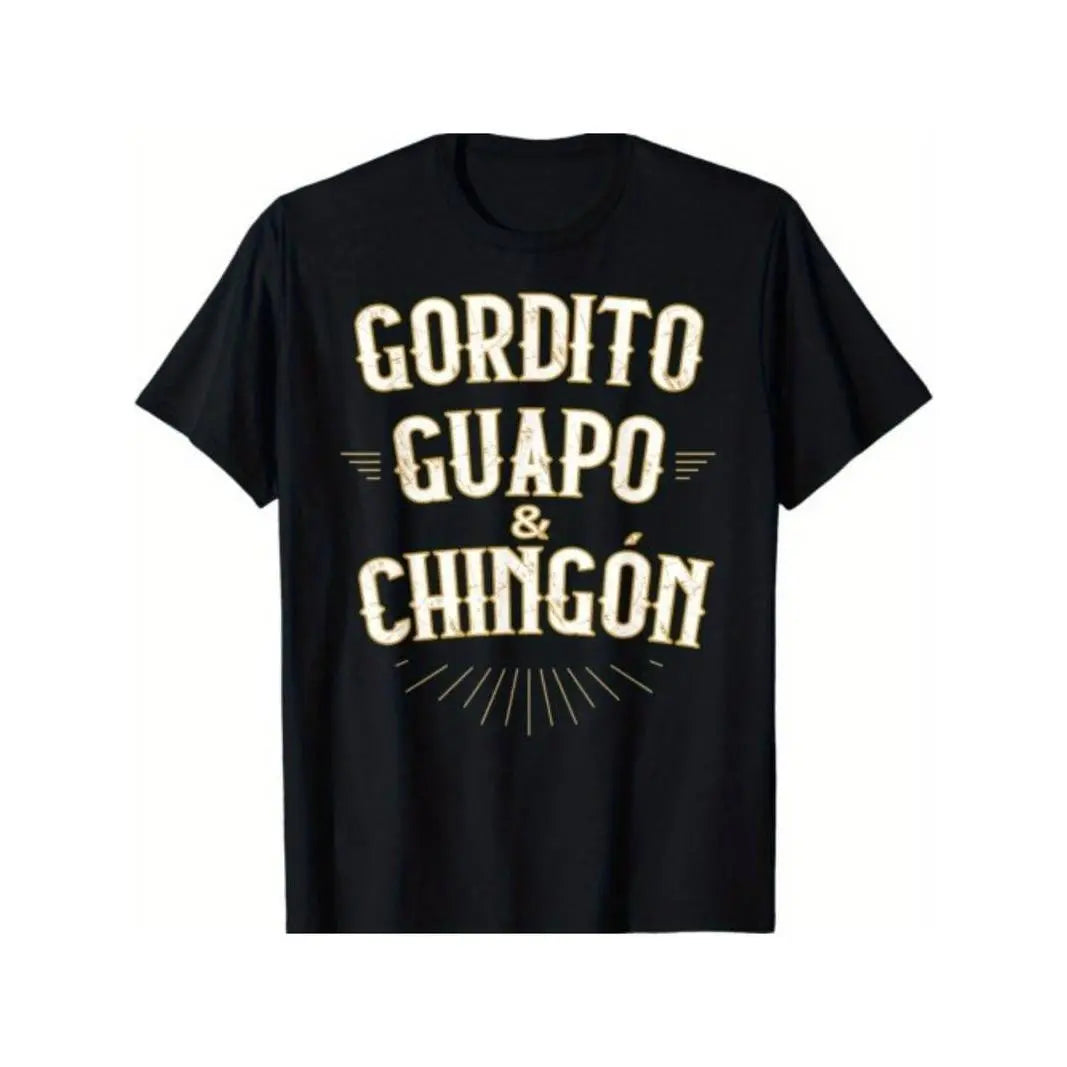 Men's Funny Graphic T-Shirt, 'Chubby Handsome & Awesome' Print Casual Short Sleeve 100%25 Cotton Menswear Top