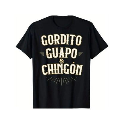 Men's Funny Graphic T-Shirt, 'Chubby Handsome & Awesome' Print Casual Short Sleeve 100%25 Cotton Menswear Top