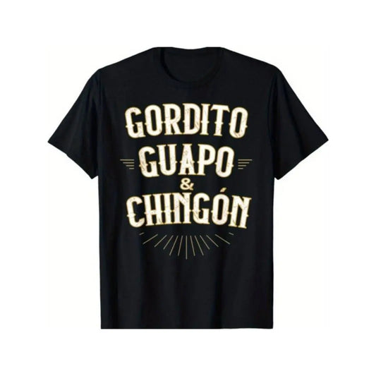 Men's Funny Graphic T-Shirt, 'Chubby Handsome & Awesome' Print Casual Short Sleeve 100%25 Cotton Menswear Top
