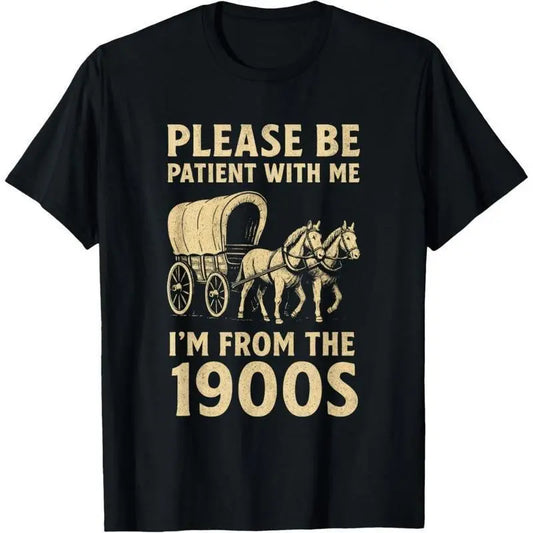 Vintage 1900s Retro Dad T-Shirt, Funny Century Themed Graphic Tee for Fathers Day, 100%25 Cotton Unisex Crewneck Short Sleeve, Classic Old School Humor Shirt for Dad, Grandpa or Papa, Casual Streetwear Top, TikTok Search Optimized Gift for Men Who Love Re