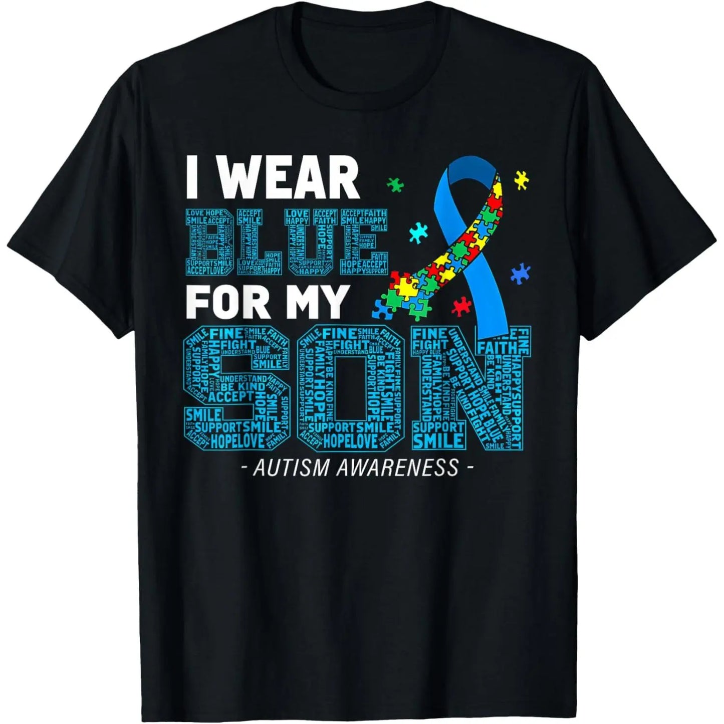 I Wear Blue for My Son Autism Awareness Mom Dad Parents T-Shirt