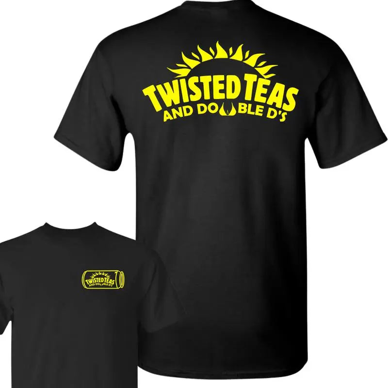Twisted Teas and Double D's T-Shirt Full-Color Unisex Tee for Men & Women Funny Drinking Shirt Casual Cotton Party Wear Top Graphic Tees Men's Gifts Streetwear Classic Fabric Fathersdaygift Menswear