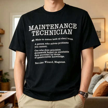 100%25 Cotton Maintenance Technician Repair Worker Handyman T-Shirt - Soft Breathable Casual Round Neck Tee with Handyman & Tools Graphic Print, Unisex for Men & Women, Machine Washable Workwear Gift Crewneck Menswear Tshirt