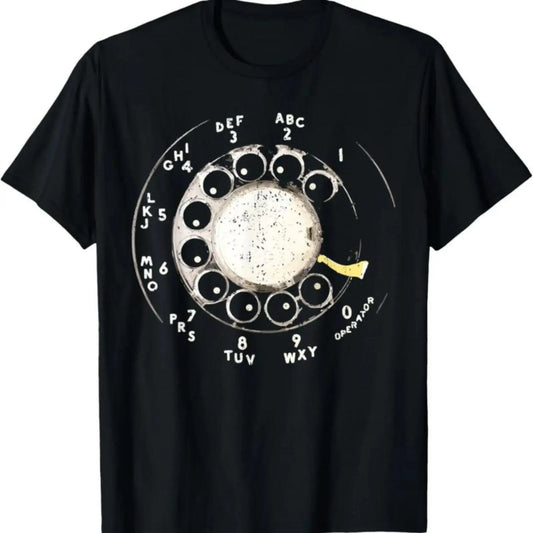 women Vintage Rotary Phone Dial Pattern T-Shirt,Comfortable Short Sleeve Crew Neck,Perfect for Summer Outdoor Activities and Casual Wear,Casual Style,graphic tee Breathable Clothes Fabric , Valentine's Day Gift.