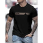Men's Classic Cotton Short-Sleeve Crew Neck T-Shirt, Knit Fabric (95%25 Polyester 5%25 Spandex), Slight Stretch, Regular Fit, "Future" Print, Summer Menswear Top - Black