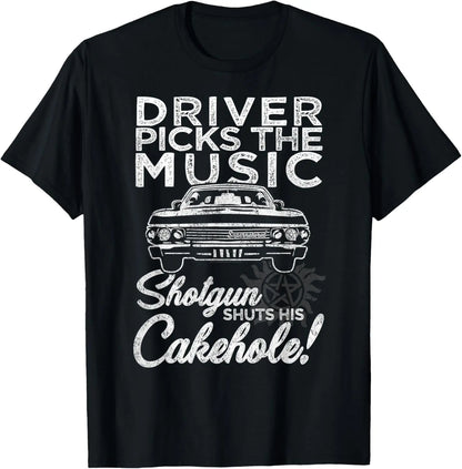 Men's 100%25 Cotton Supernatural Driver Picks Music T-Shirt, Relaxed Fit, Comfy, Breathable, Casual Classic Tops