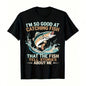 Men's Funny Fishing T-Shirt I Fish So Well The Fish All Tell Stories with Jumping Fish Graphic Lightweight Breathable 100%25 Cotton All-Season Casual Outdoor Fishing Apparel Sizes S-XXXL Machine Washable Ideal Gift  double print  Tshirt Round Neck Menswea