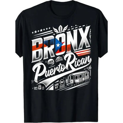Women's Casual Streetwear T-Shirt with Bronx Puerto Rican Pride Graphic, Short-Sleeve Regular Fit Crewneck in 100%25 Cotton Knit Fabric