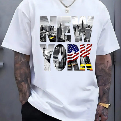 Men's Casual Short Sleeve Crew Neck T-Shirt - Lightweight & Breathable Summer Top for Spring & Outdoor Activities, Comfortable Daily Wear, Ideal for Hiking, Travel, and Warm Weather Adventures