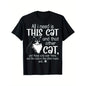 Funny cat lover t-shirt-I just need this cat and that cat humorous graphic design with funny paw prints and tabby cat pattern 100 cotton loose unisex shirt (s-xxxl) black background white letters pet lovers