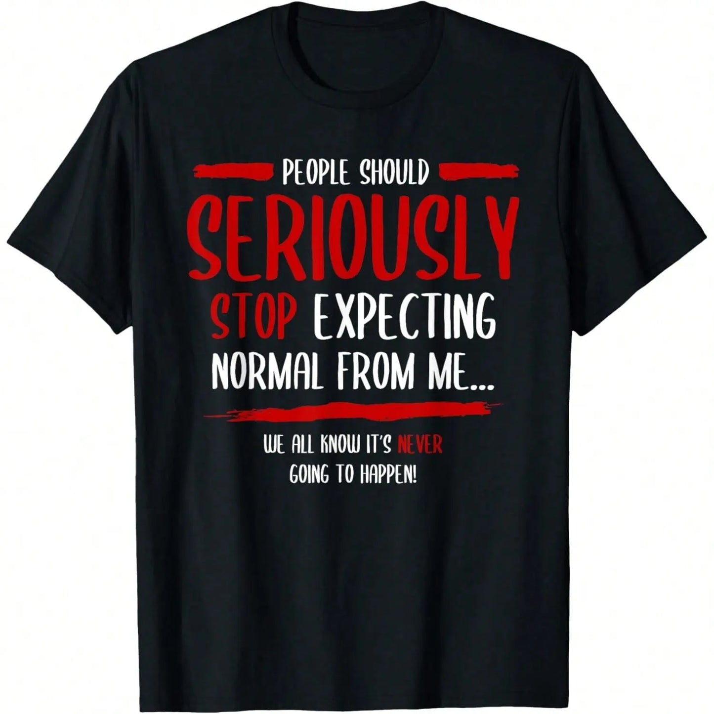 Women's Graphic T-shirt with "Normal From Me" Slogan, Fitted Korean Streetwear Style, Soft Casual Short Sleeve Round Neck Tee, Shortsleeve, Tshirt