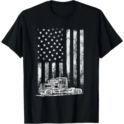 100%25cotton Truck Driver American Flag Trucker Vintage Men Women Gift T-Shirt Menswear Top