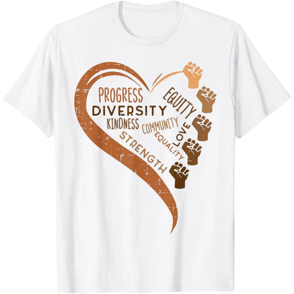 Black History Fists Diversity Equity Melanin African Women T-Shirt Small
