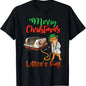 Men's Casual Round Neck Short-Sleeve Streetwear Top, Funny Cat Lovers Christmas T-Shirt