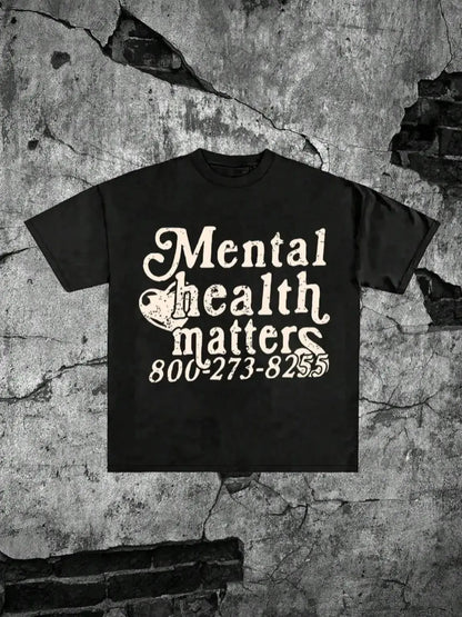 100%25 Cotton T-Shirt MENTAL HEALTH MATTERS Printed Short-Sleeved T-Shirt. Men's Summer Round Neck Short Sleeve T-Shirt, Fashion Printed T-Shirt,100%25 Cotton,Casual Summer T-Shirt with Crew Neck,Perfect Gift For Friends & Family,Lounge & Casual Attire
