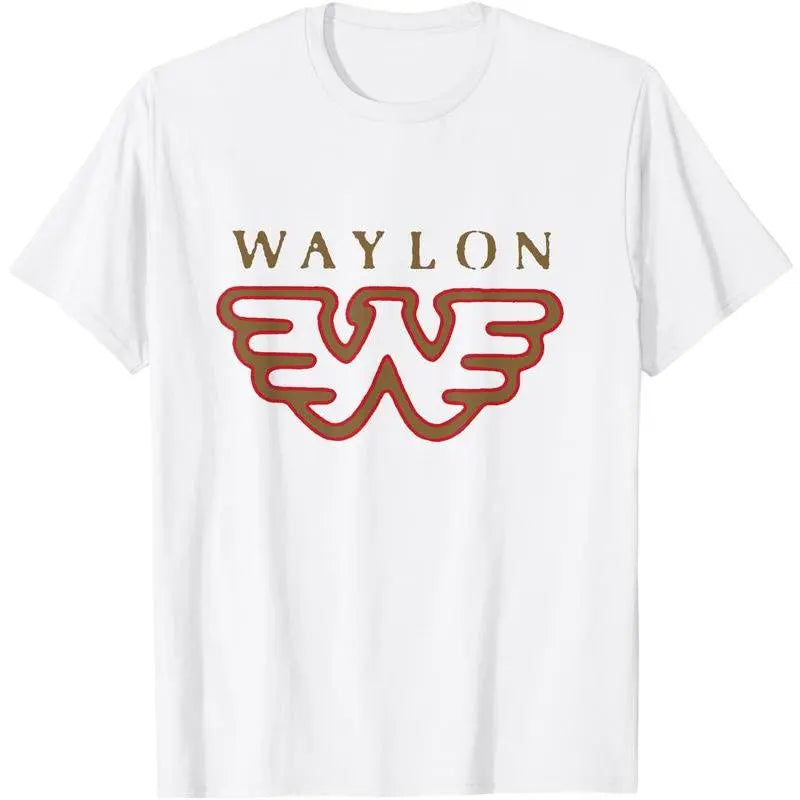 Men's Waylon Jennings Official Merchandise Flying W Logo T-Shirt, Casual Cotton Tee, Vintage Mens Clothing, Gifts for Him