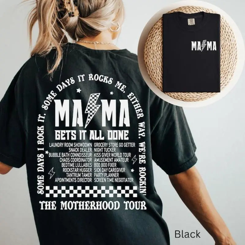 Mama T-shirt | Motherhood Tour Shirt | Retro Rock Concert Mama Tee | Mother's Day Shirt |  Motherhood Tee | Fun Mama Tee Casual Women