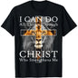 Men's Lion Cross Graphic T-Shirt, Casual Christian Faith Streetwear Top, 100%25 Cotton Short Sleeve Round Neck