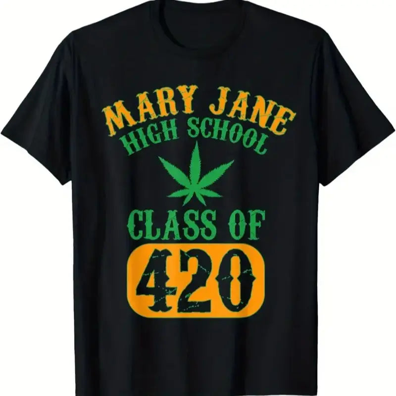 100%25 Cotton Men'S 420 Graphic T-Shirt, 100%25 Cotton Fabric, Round Neck, Short Sleeve
