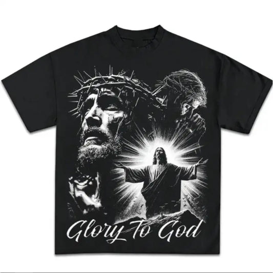 Adult & Youth Glory to God Jesus Graphic T-Shirt, graphic tees for boys, Graphic Tees, Jesus Love You Shirt, kids clothing, Youth Clothing, boys clothing, youth boys clothes Streetwear Top