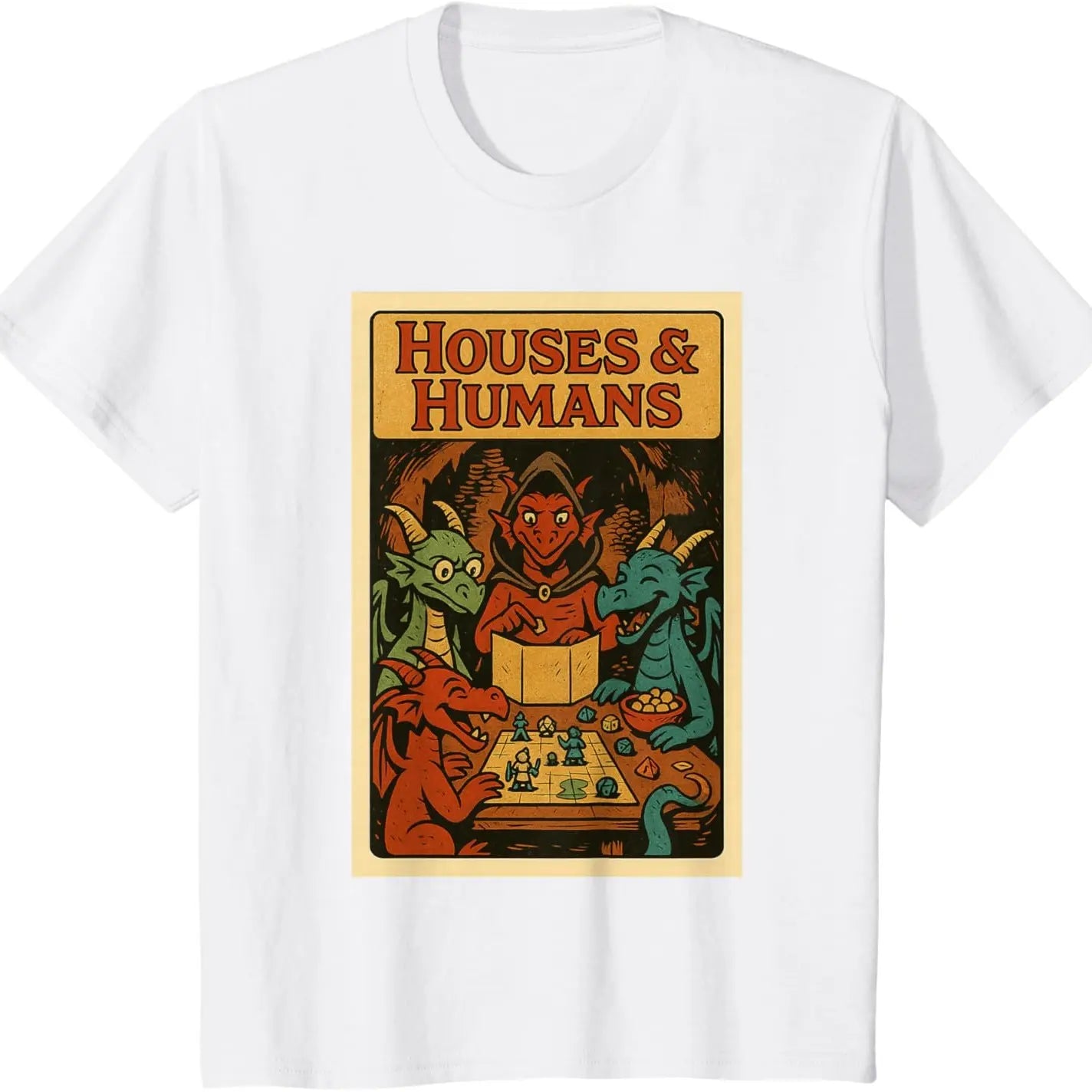 Men's Casual Round Neck Short-Sleeve Gaming House RPG Parody Funny T-Shirt, Menswear Top