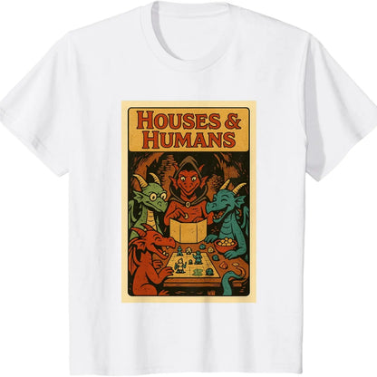 Men's Casual Round Neck Short-Sleeve Gaming House RPG Parody Funny T-Shirt, Menswear Top