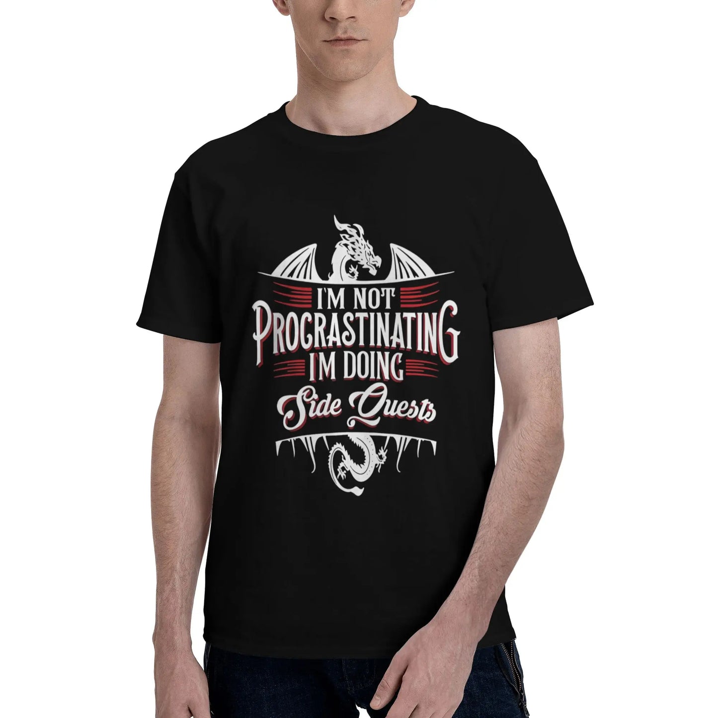 Soft & Comfy T shirt Not Procrastinating Side Quests Funny RPG Gamer Dragons T-Shirt