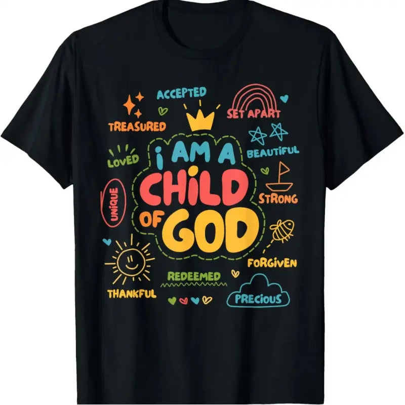 Christian "I am a Child of God" Retro Jesus Faith Design Short-Sleeve Round Neck Casual Streetwear Sports Top T-Shirt