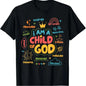 Christian "I am a Child of God" Retro Jesus Faith Design Short-Sleeve Round Neck Casual Streetwear Sports Top T-Shirt