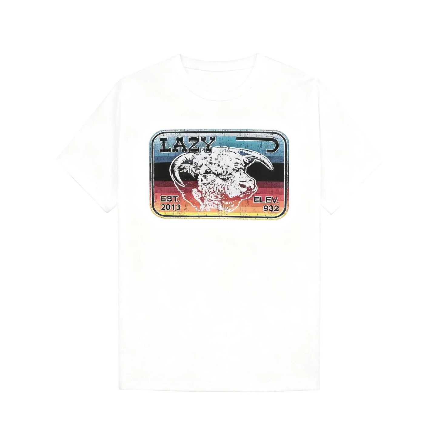 Lazy J Ranch Serape Elevation T-Shirt Cotton Graphic Soft And Comfortable Round Neck t-shirt Black