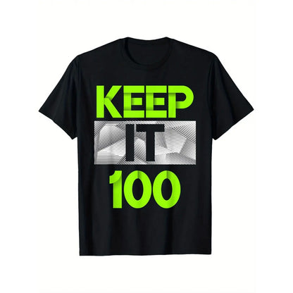 100%25 Cotton 100 mens black t shirt with neon green graphic casual cotton short sleeve round neck machine washable -1
