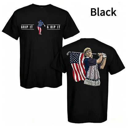 Vintage "John Daly" Grip It And Rip It Graphic Tee, Retro Patriotic 4th Of July Golf Heritage T-Shirt, Classic Soft Stylish Cotton Top, Premium Menswear Tee - KitchenEra