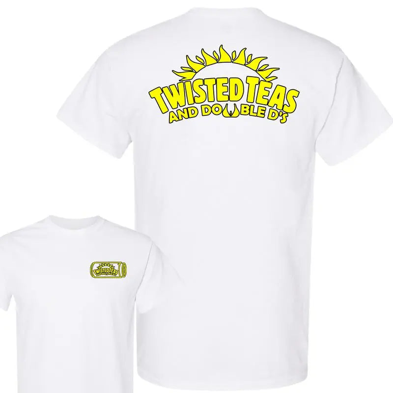 Twisted Teas and Double D's T-Shirt Full-Color Unisex Tee for Men & Women Funny Drinking Shirt Casual Cotton Party Wear Top Graphic Tees Men's Gifts Streetwear Classic Fabric Fathersdaygift Menswear
