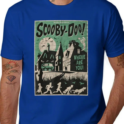 Women's Streetwear Graphic Tee with a Scary House Mystery Cartoon Print, Casual Black Short Sleeve Top