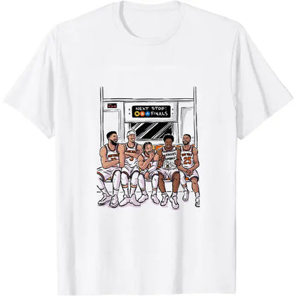 100%25 Cotton Knicks Team Subway Cartoon Tee Basketball Game Day Fun Fan Shirt Knicks "Next Stop Finals" Cartoon Tee Basketball Fan Collectible Top