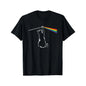 Unisex Rock Cat Graphic T-Shirt - 100%25 Cotton Relaxed Fit, Black Cat & Rainbow Guitar Print, Machine Washable Casual Tee for Music Lovers, All-Season Comfort, Round Neckline Shirt | Comfortable Fit Shirt