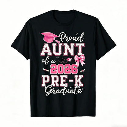 2026 Pre-K Graduation T-Shirt - Proud Mom of Pre-K Graduate, Loose Fit Casual Round Neck Tee with Diploma & Suitable for Pre-K Parties, Achievement Outfit (Comfortable Graduation Attire) Graphic Tshirt