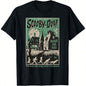 Women's Streetwear Graphic Tee with a Scary House Mystery Cartoon Print, Casual Black Short Sleeve Top