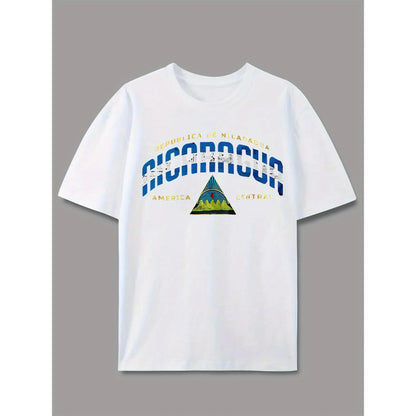 Men'S Casual "Republica de Nicaragua" Graphic T-Shirt - Short Sleeve, Round Neck, Lightweight & Breathable, Ideal for Summer & Spring Outdoor Activities, Outdoor Clothing | Graphic Tee | Comfortable Fit, Nicaragua Shirt