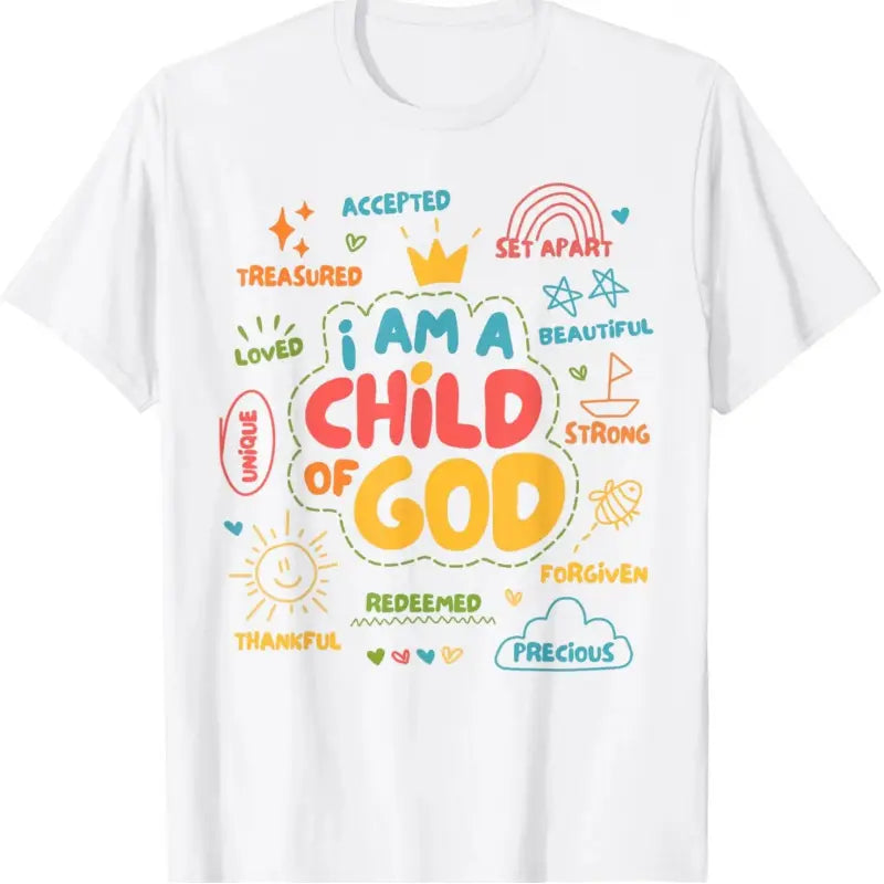Christian "I am a Child of God" Retro Jesus Faith Design Short-Sleeve Round Neck Casual Streetwear Sports Top T-Shirt