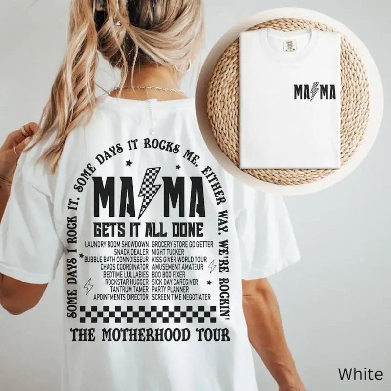 Mama T-shirt | Motherhood Tour Shirt | Retro Rock Concert Mama Tee | Mother's Day Shirt |  Motherhood Tee | Fun Mama Tee Casual Women