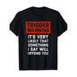 100%25 Cotton Summer T Shirts Mens Casual Cotton T Shirt Trigger Warning Humorous Print Round Neck Loose Fit Machine Washable Plus Size Black -1 T-Shirt For Men and Women