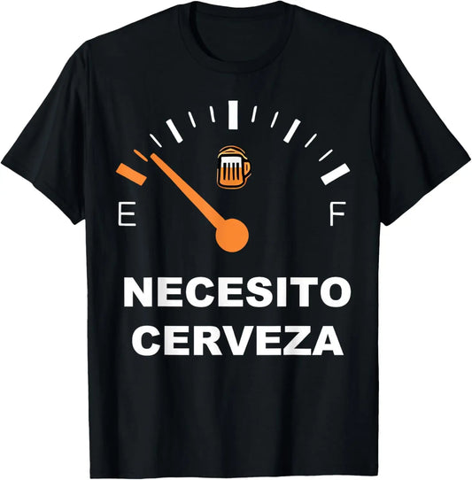 Necesito Cerveza T-Shirt for Men - Comfortable Menswear Top with Beer Gauge Design