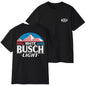 [Busch Light] Red White and Blue Patriotic Graphic T-Shirt, USA Flag Mountain Beer Inspired Design for Americans & Beer Fans, Perfect for 4th of July, BBQs & Summer Parties