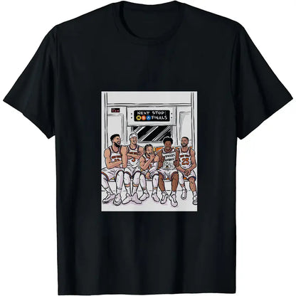 100%25 Cotton Knicks Team Subway Cartoon Tee Basketball Game Day Fun Fan Shirt Knicks "Next Stop Finals" Cartoon Tee Basketball Fan Collectible Top